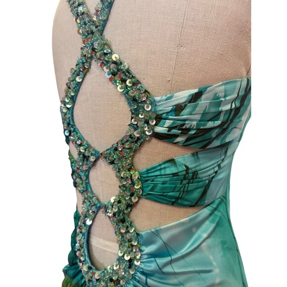 David's Bridal Elegant Sleeveless Beaded Maxi Dress With Back Cutouts Size S - Picture 10 of 12